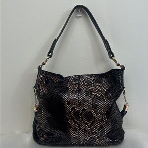 Manocchio Leather Snakeskin Slouchy Bag